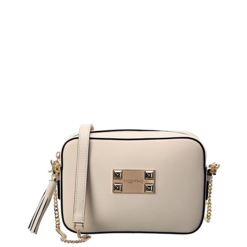Valentino Beige Crossbody Bag with Gold Accents